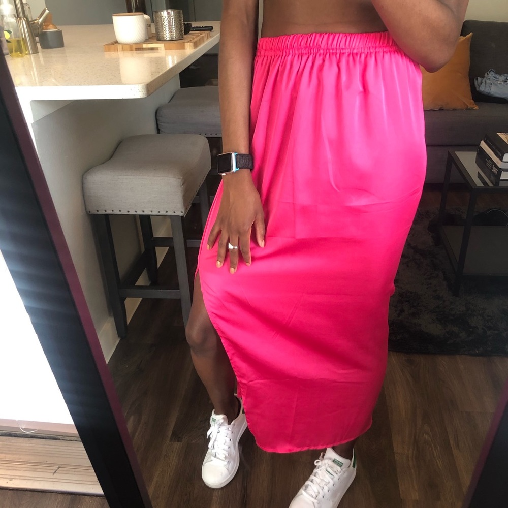 Satin Midi Slip Skirt